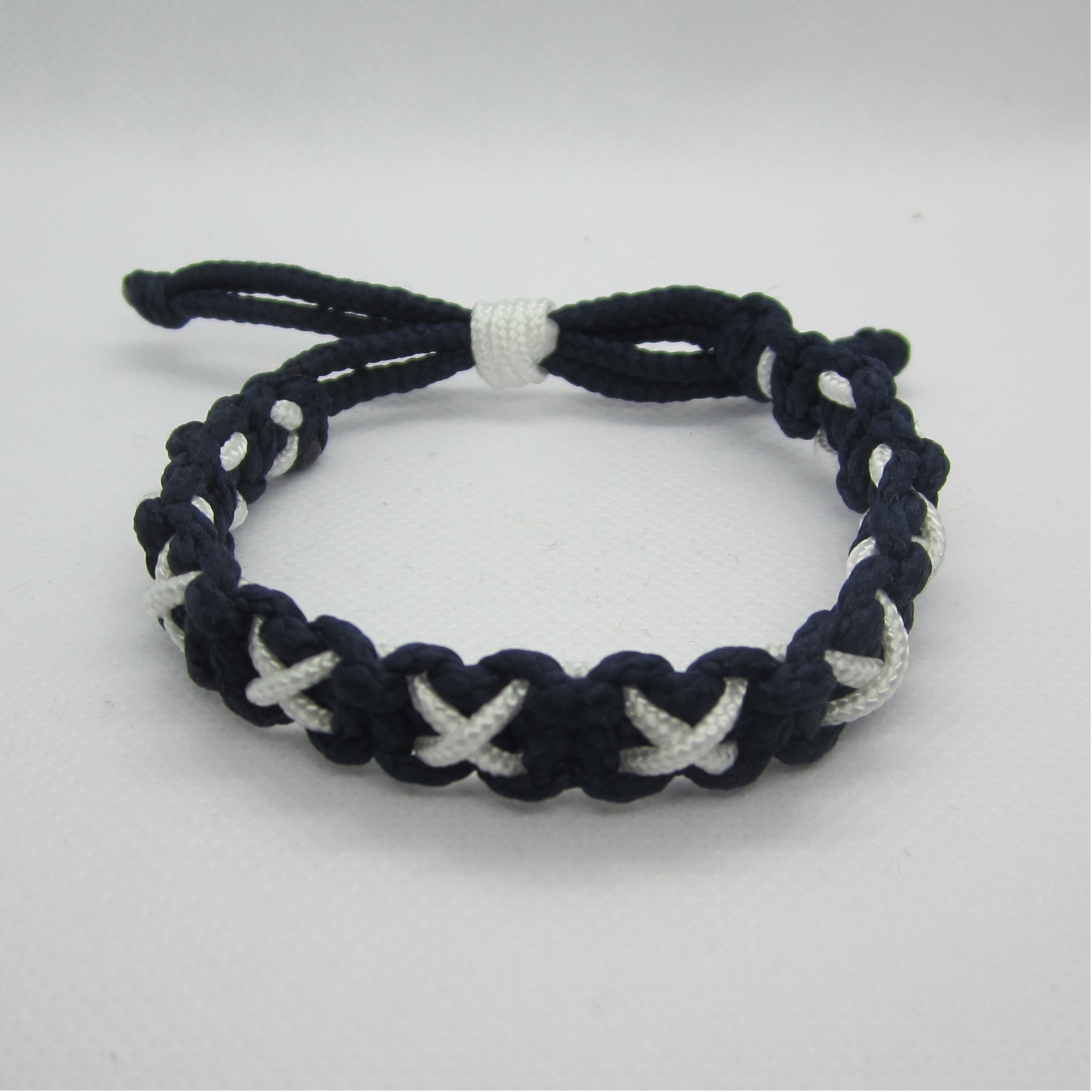 Bracelet macrame dark blue with white crosses